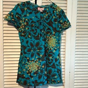 Koi Nurse Medical Scrub Uniform Top Floral XS